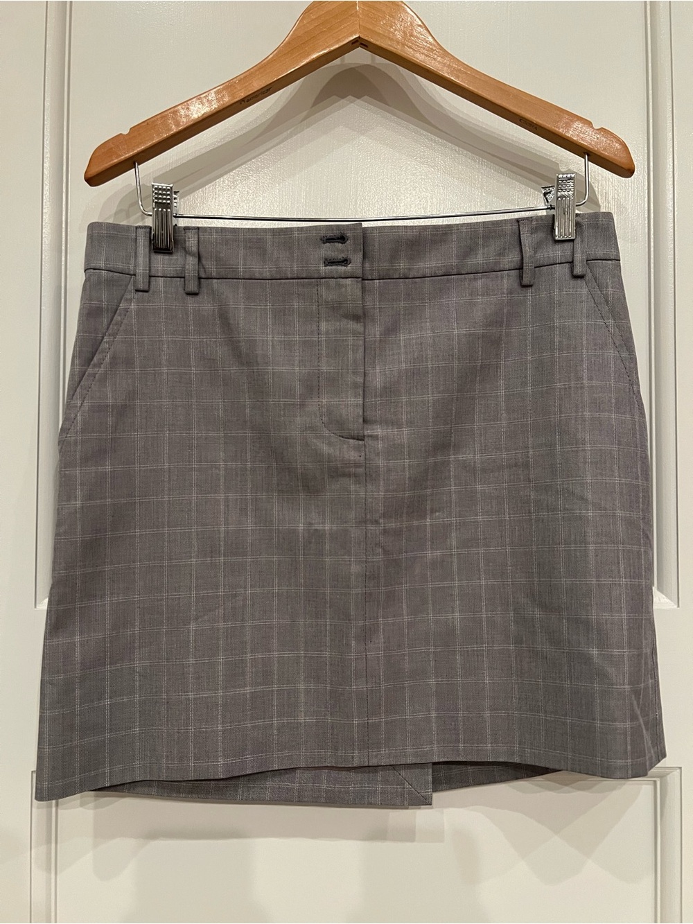 TSE Gray Windowpane Plaid Skirt